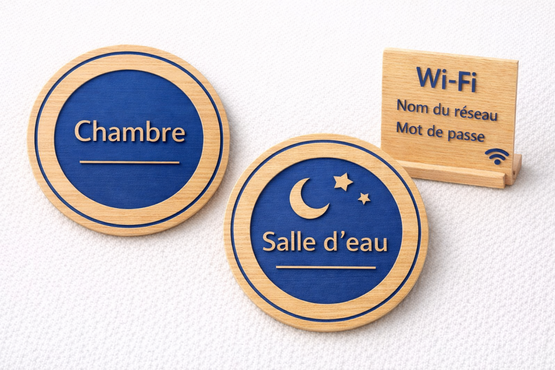 Signalétiques en Bois avec gravures pour Gîtes Signalétiques en Bois avec gravures pour Gîtes